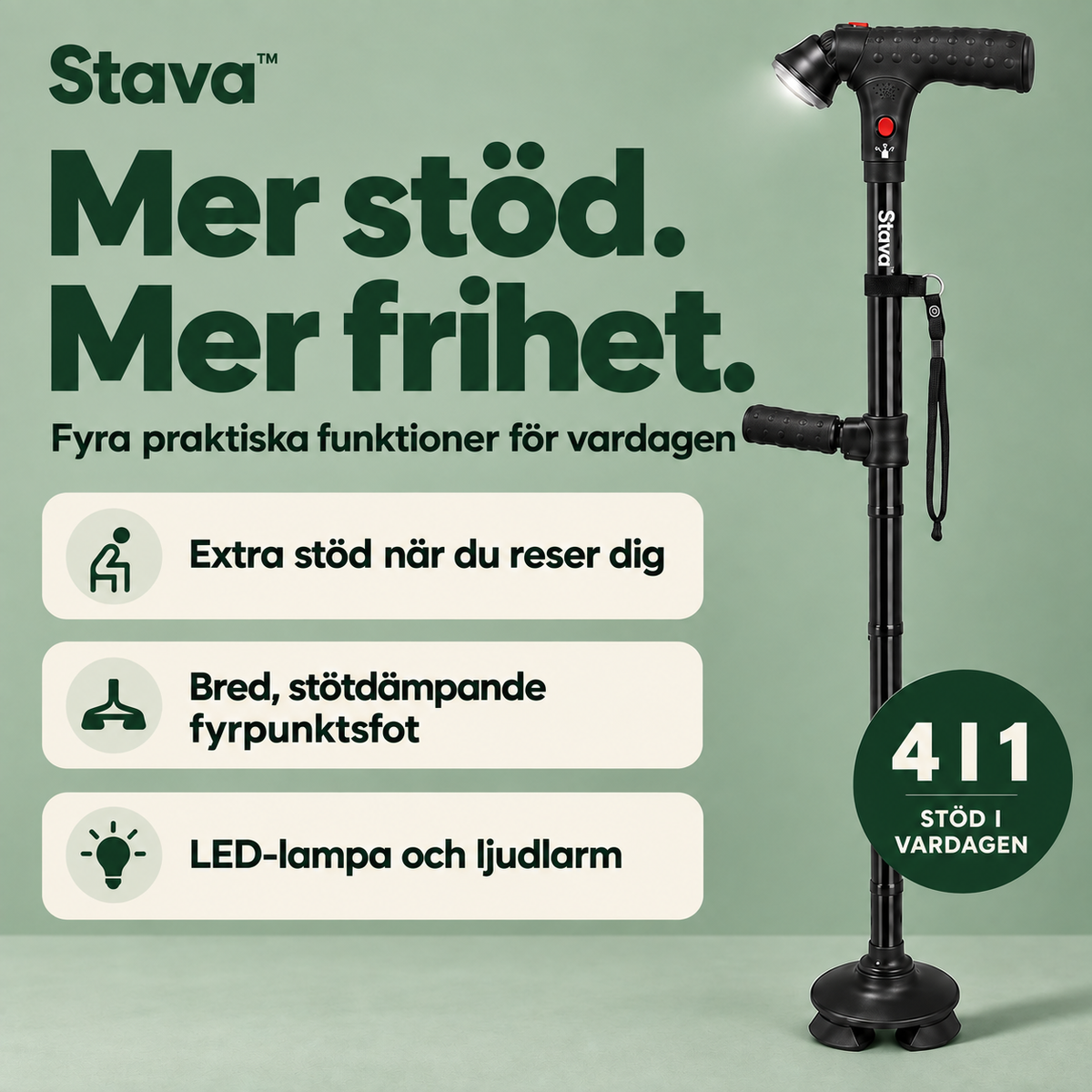 Stava™| käpp med uppresningsstöd