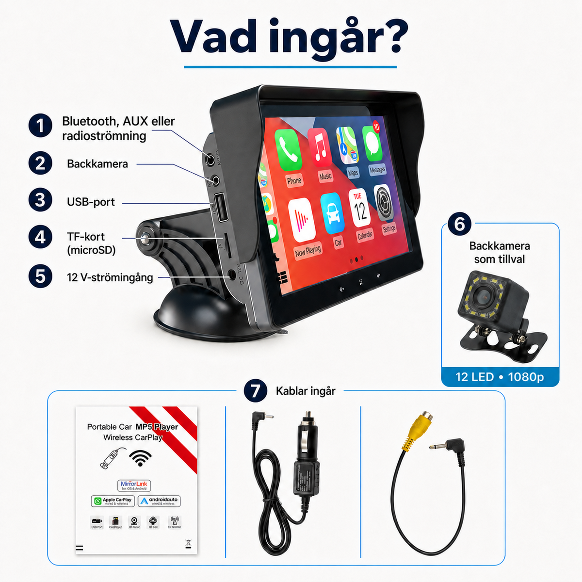NordDrive Connect™ | Trådlös CarPlay- och Android Auto-skärm med Bluetooth, FM-sändare och stöd för backkamera
