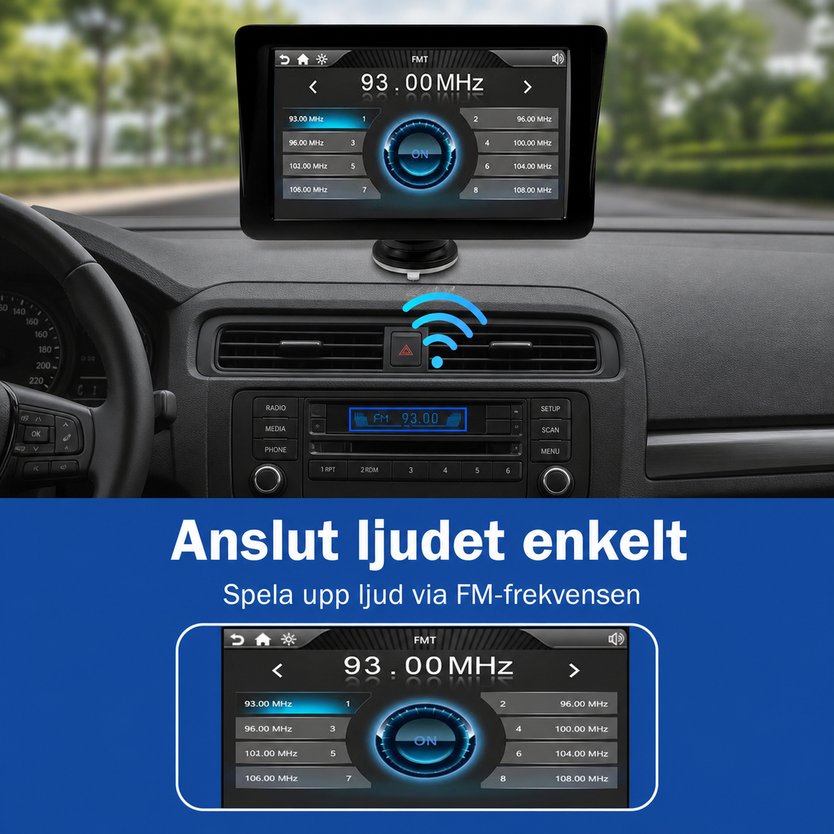 NordDrive Connect™ | Trådlös CarPlay- och Android Auto-skärm med Bluetooth, FM-sändare och stöd för backkamera