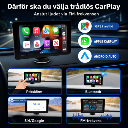 NordDrive Connect™ | Trådlös CarPlay- och Android Auto-skärm med Bluetooth, FM-sändare och stöd för backkamera