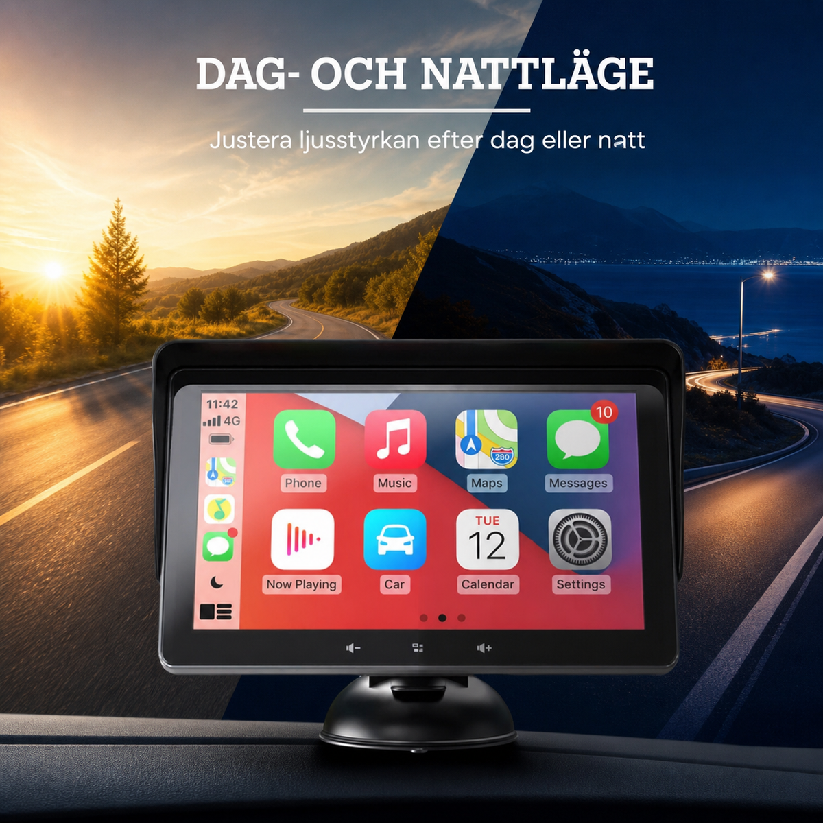 NordDrive Connect™ | Trådlös CarPlay- och Android Auto-skärm med Bluetooth, FM-sändare och stöd för backkamera