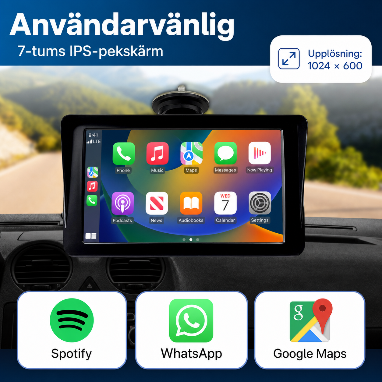 NordDrive Connect™ | Trådlös CarPlay- och Android Auto-skärm med Bluetooth, FM-sändare och stöd för backkamera