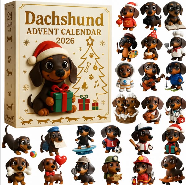 TaxMagi™ – 24 dagars julförväntan med adventskalendern ”Cute Dachshunds” | 2026