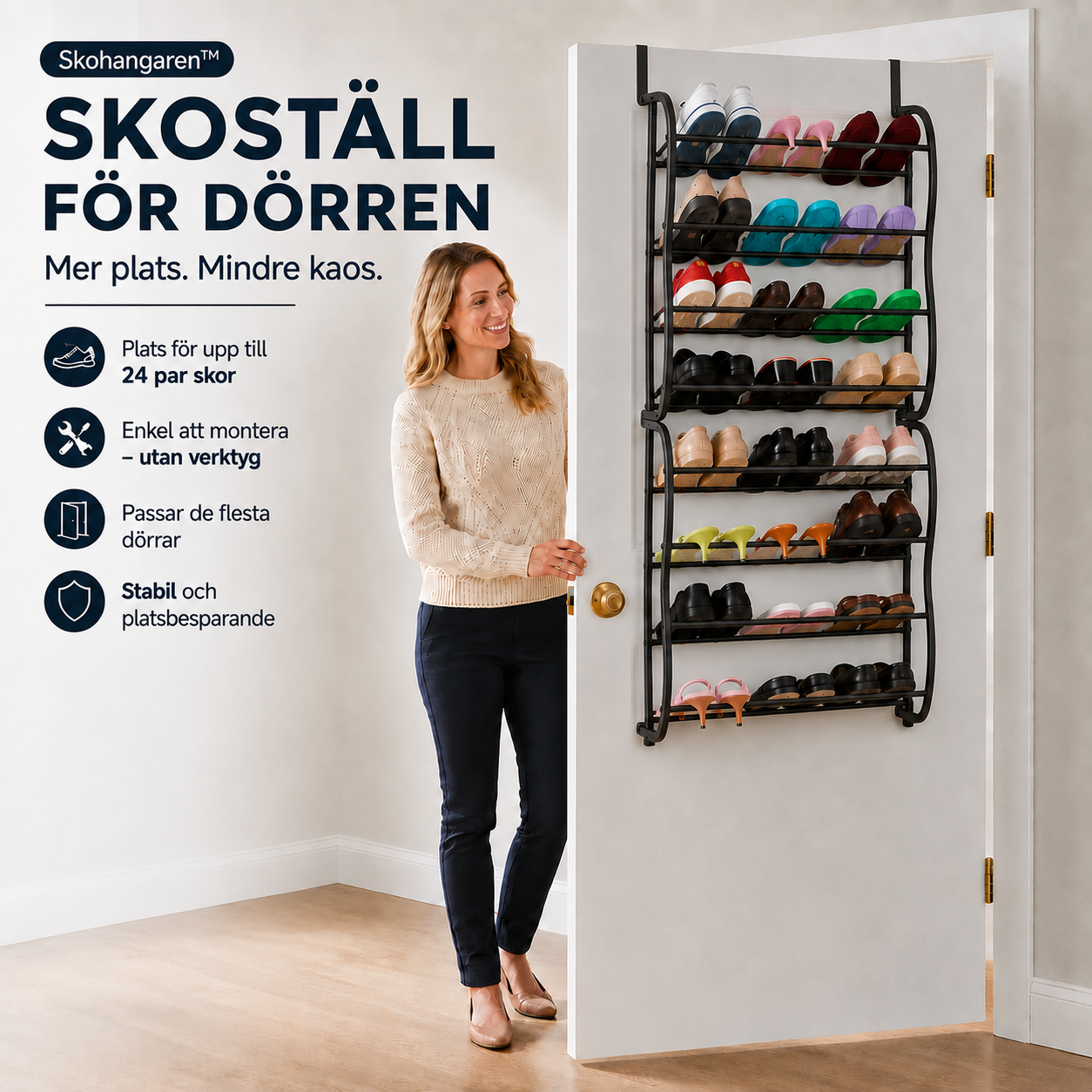 Skohängaren™ | Smart skoförvaring över dörren – plats för upp till 36 par skor