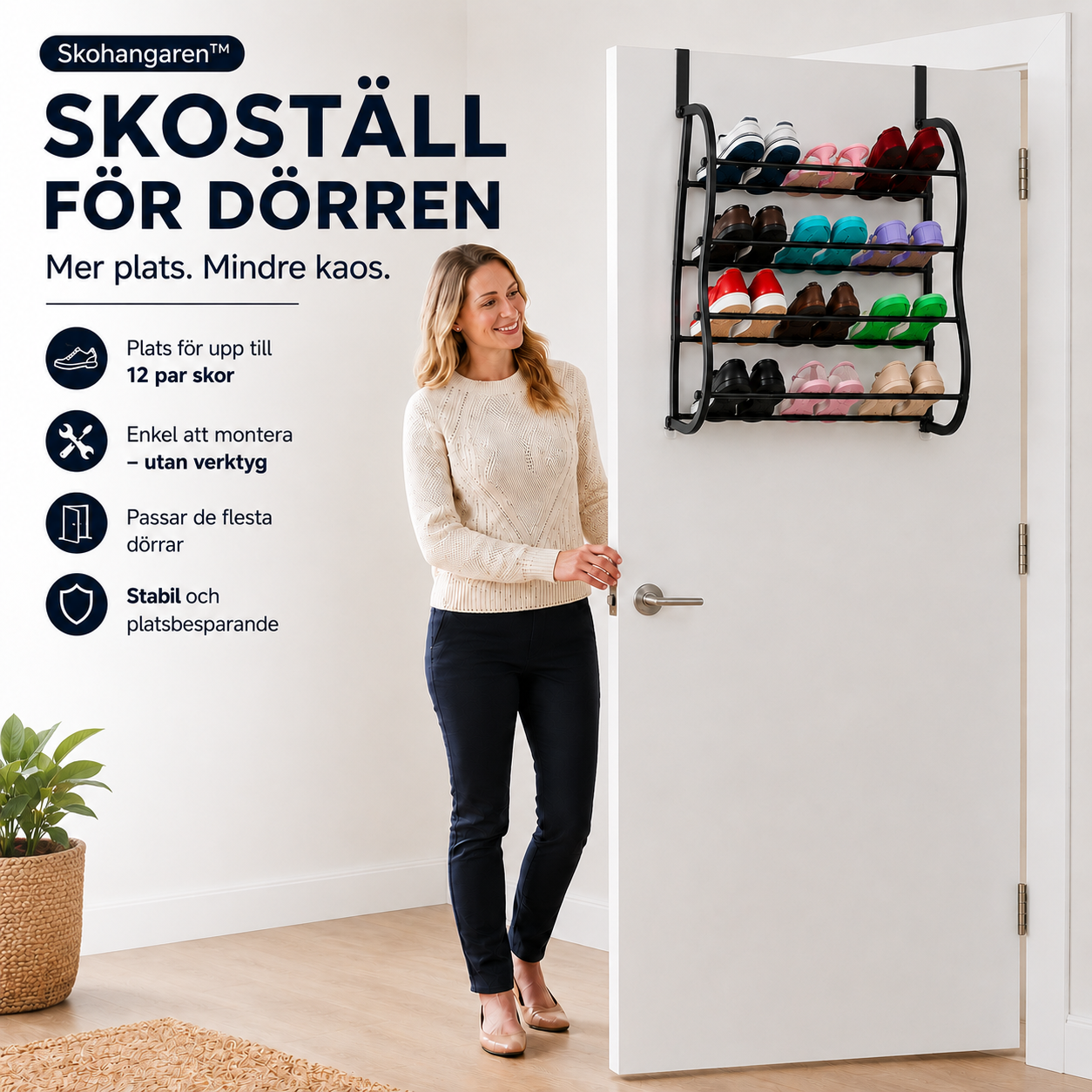 Skohängaren™ | Smart skoförvaring över dörren – plats för upp till 36 par skor