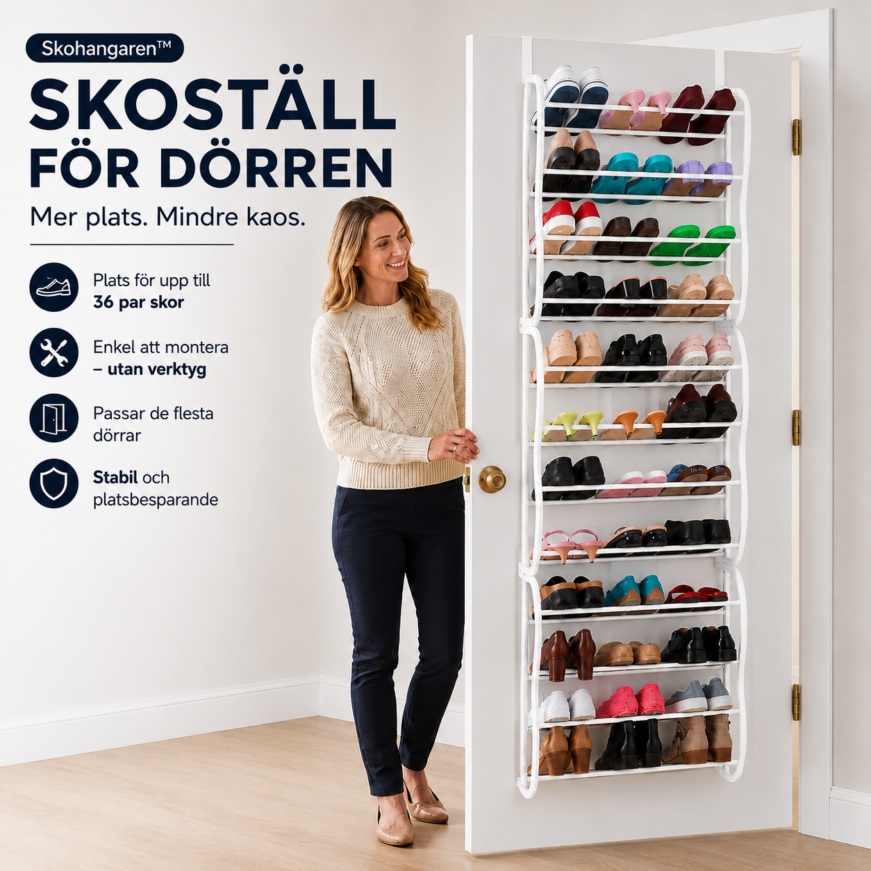 Skohängaren™ | Smart skoförvaring över dörren – plats för upp till 36 par skor