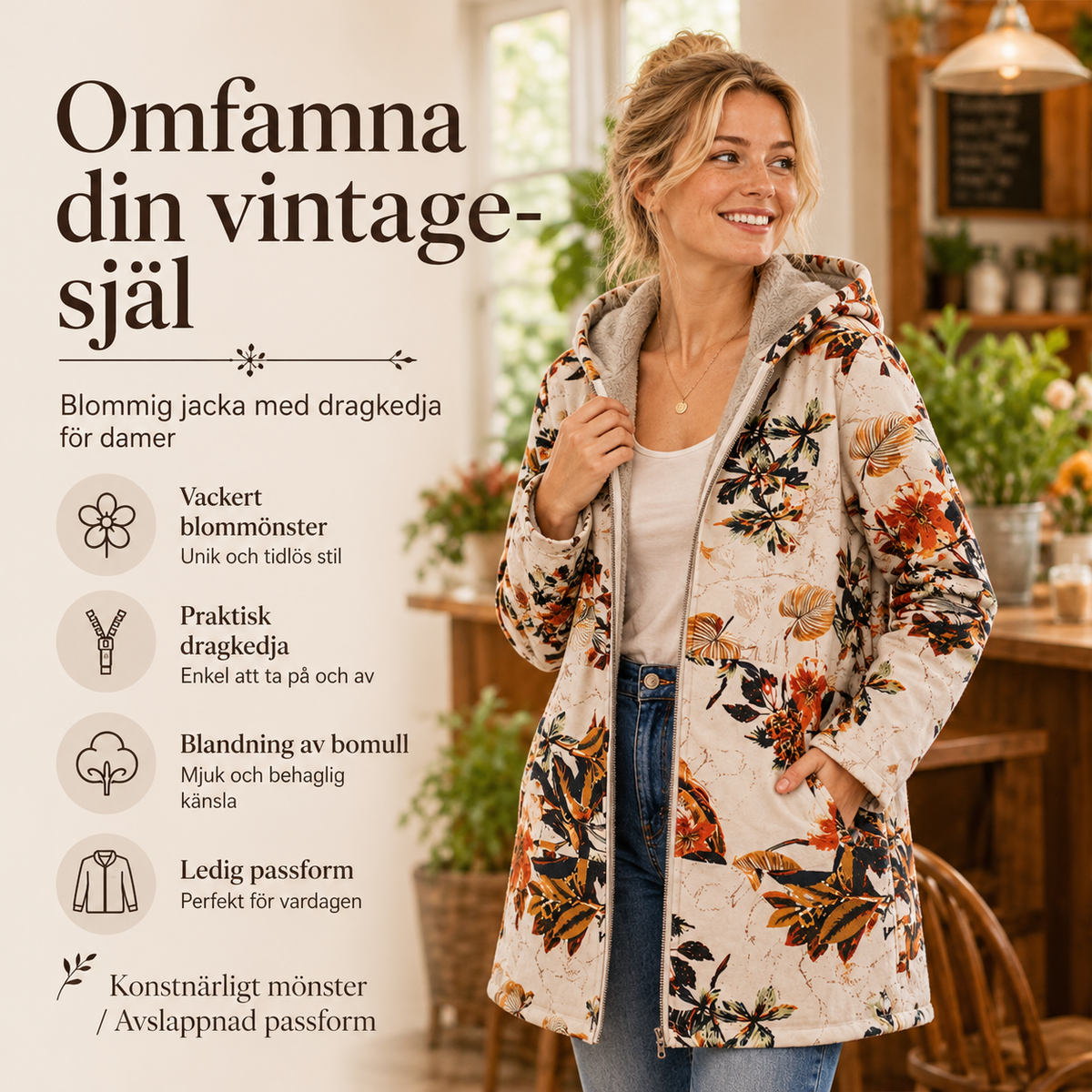 BlomRo™ | Mjuk jacka med vintageblommönster
