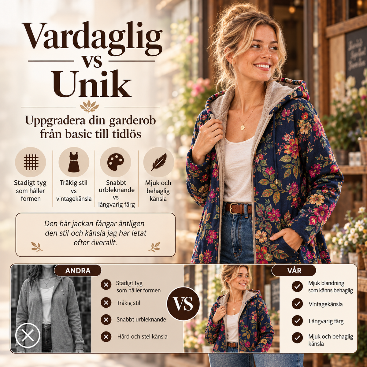 BlomRo™ | Mjuk jacka med vintageblommönster