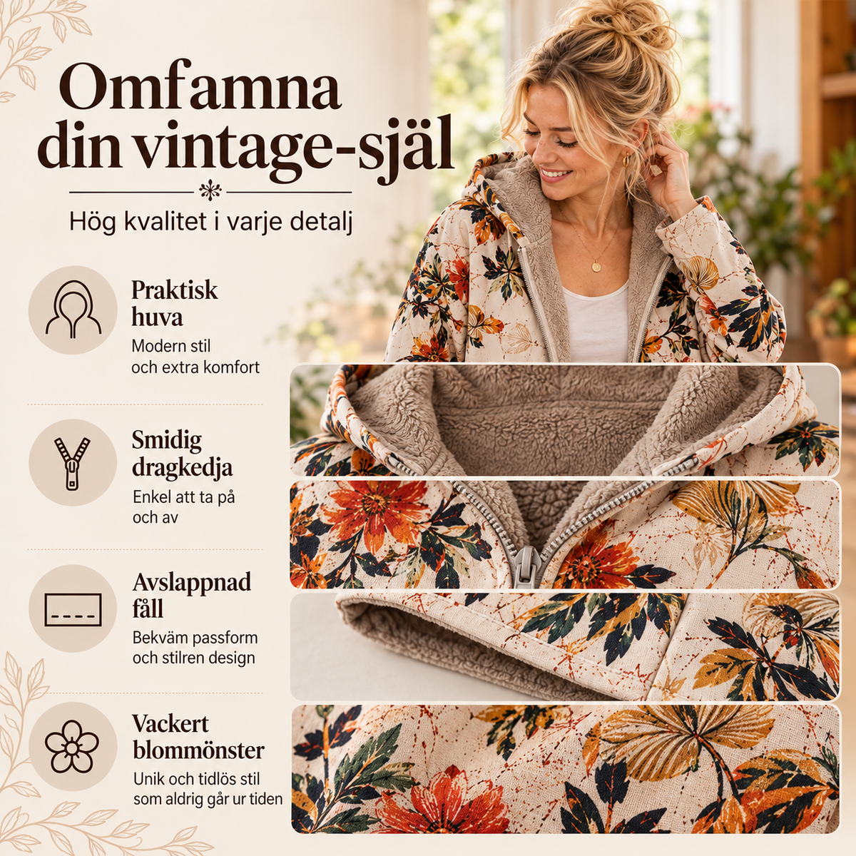 BlomRo™ | Mjuk jacka med vintageblommönster
