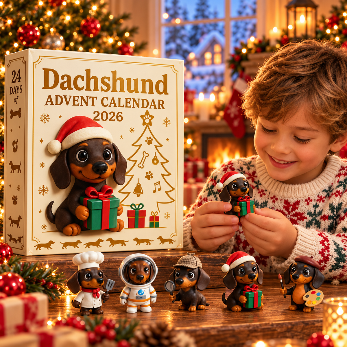 TaxMagi™ – 24 dagars julförväntan med adventskalendern ”Cute Dachshunds” | 2026