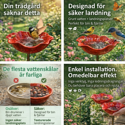 FågelFröjd™ Oas |  Fågelbad & vattenstation för trädgården