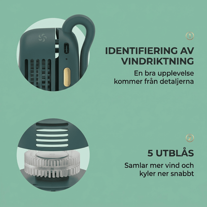 SvalKlämm™ | portabel mini-fläkt med klämma, 360° luftflöde