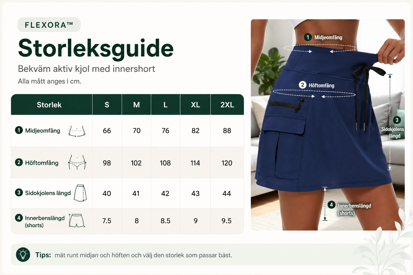 Flexora™ | Bekväm aktiv kjol med short