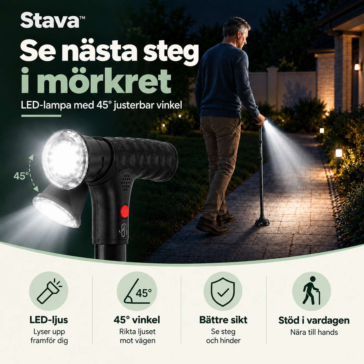 Stava™| käpp med uppresningsstöd